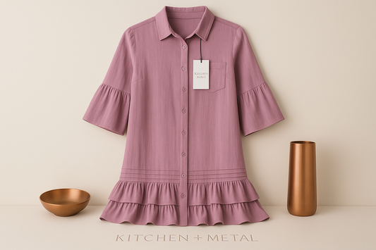 Collared Ruffled Hem Pintucked Shirt Dress | Apparel | Kitchen + Metal