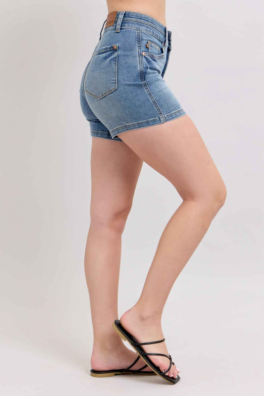 Judy Blue Plus Size High Rise Denim Shorts with Tummy Control