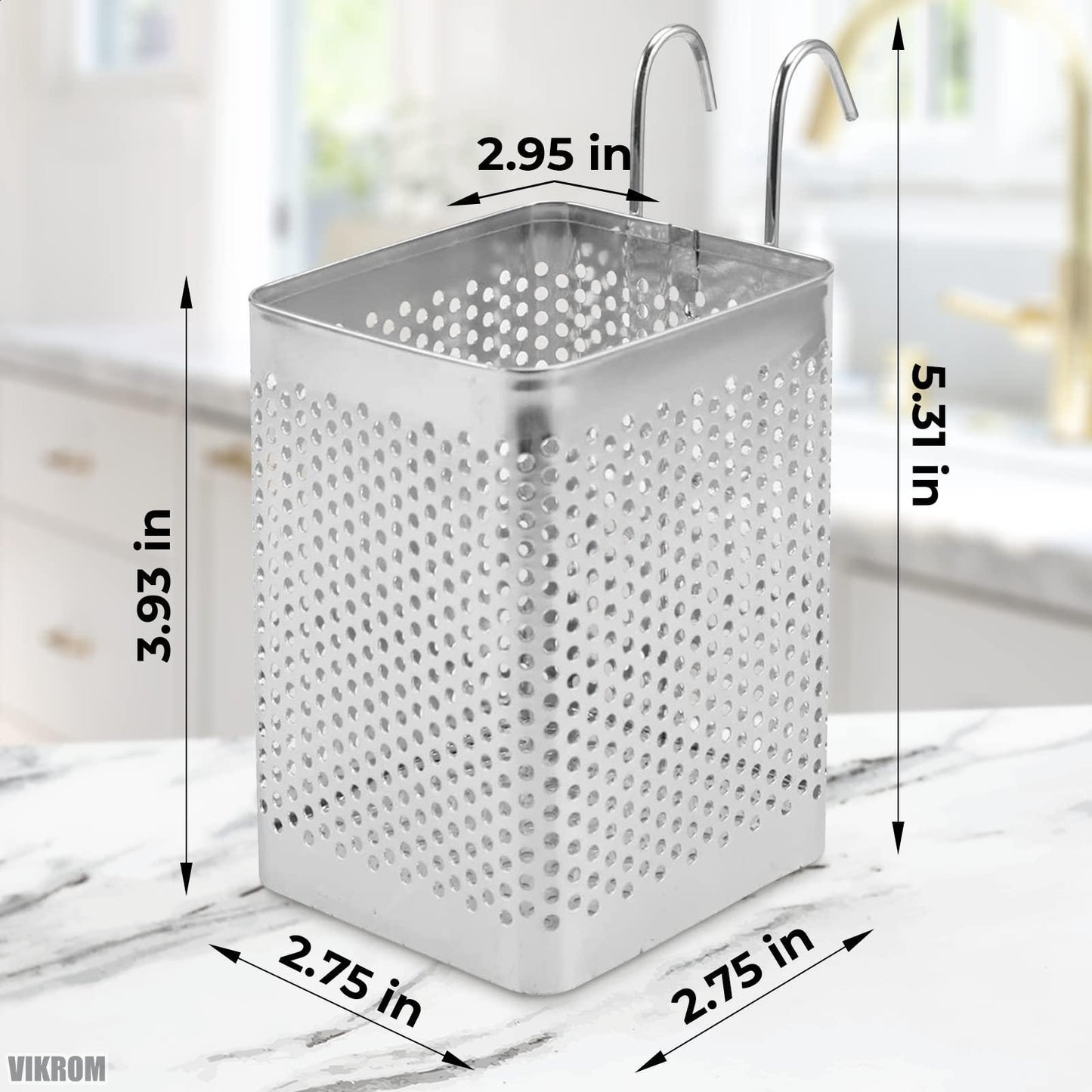 Stainless Steel Utensil Holder for Kitchen Counter Perforated | Kitchen + Metal