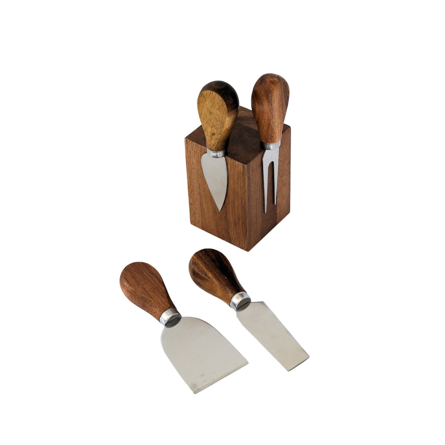 Magnetic Acacia Wood Block with 4 Cheese Tools