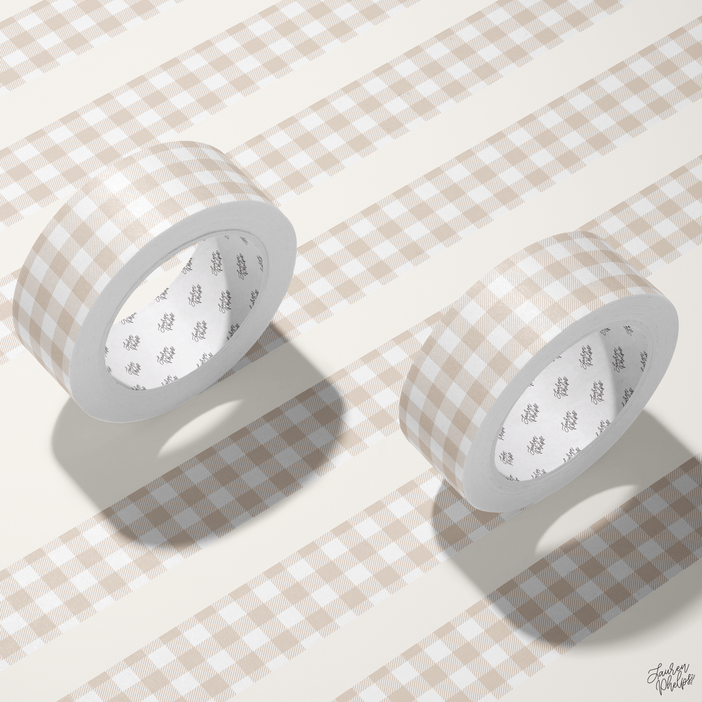 Oatmeal Buffalo Check 15mm washi || RESTOCK