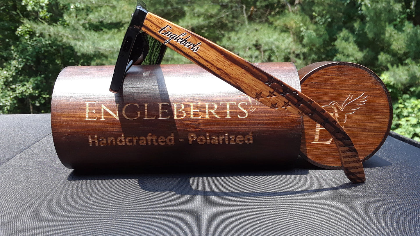 Zebrawood Sunglasses, Stars and Bars With Wooden Case, Polarized | Kitchen + Metal