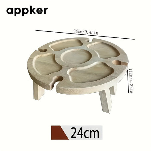 Appker Round Folding Wooden Serving Tray with Legs