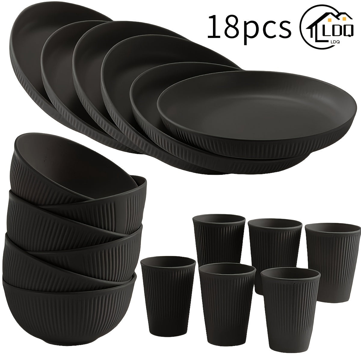 18Piece Unbreakable Dinnerware Set Microwave Dishwasher Safe