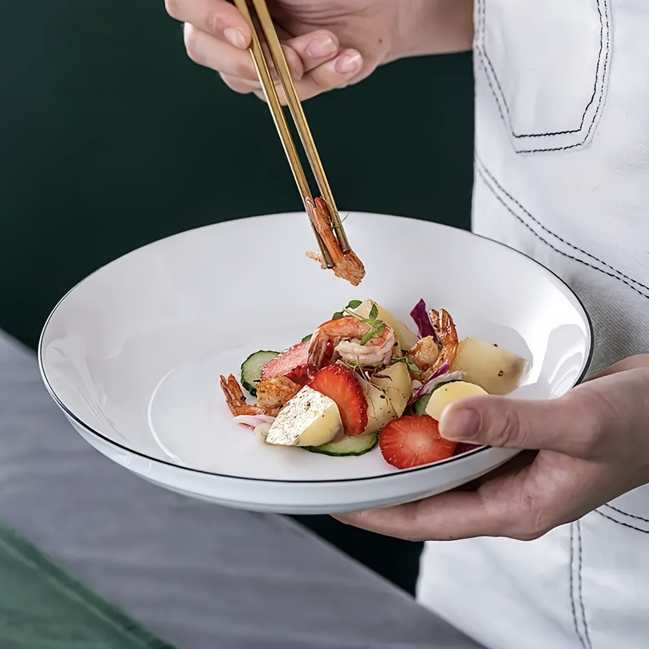 Set of 4 Simple White 8Inch Dinner Plates
