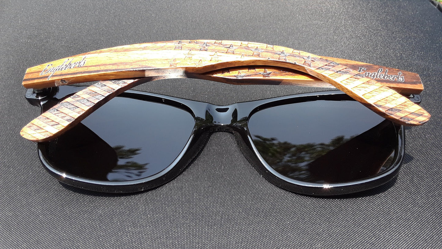 Zebrawood Sunglasses, Stars and Bars With Wooden Case, Polarized | Kitchen + Metal