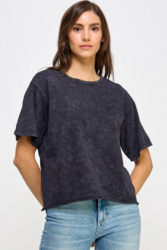 Mineral Washed Long Cropped T-Shirt