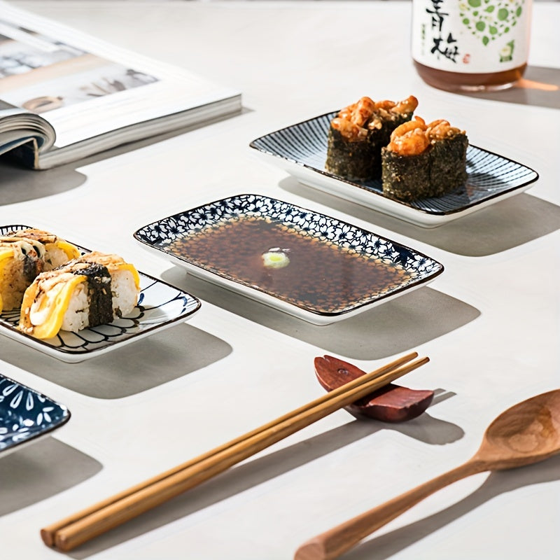 Boho Ceramic Sushi Dessert Plates Set of 4 Microwave Safe