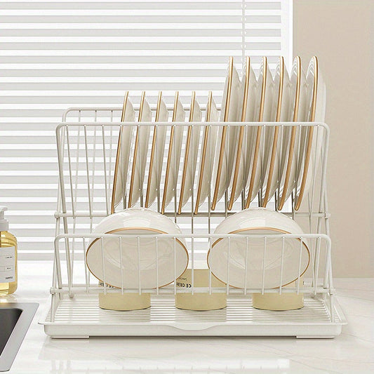 1pc Modern 2-Tier X-Shape Foldable Dish Drying Rack - Space-Saving