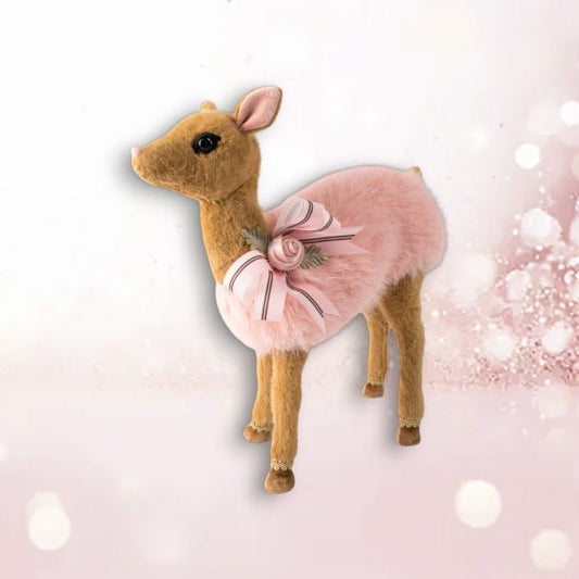 14.5" Pink Fur Deer Standing