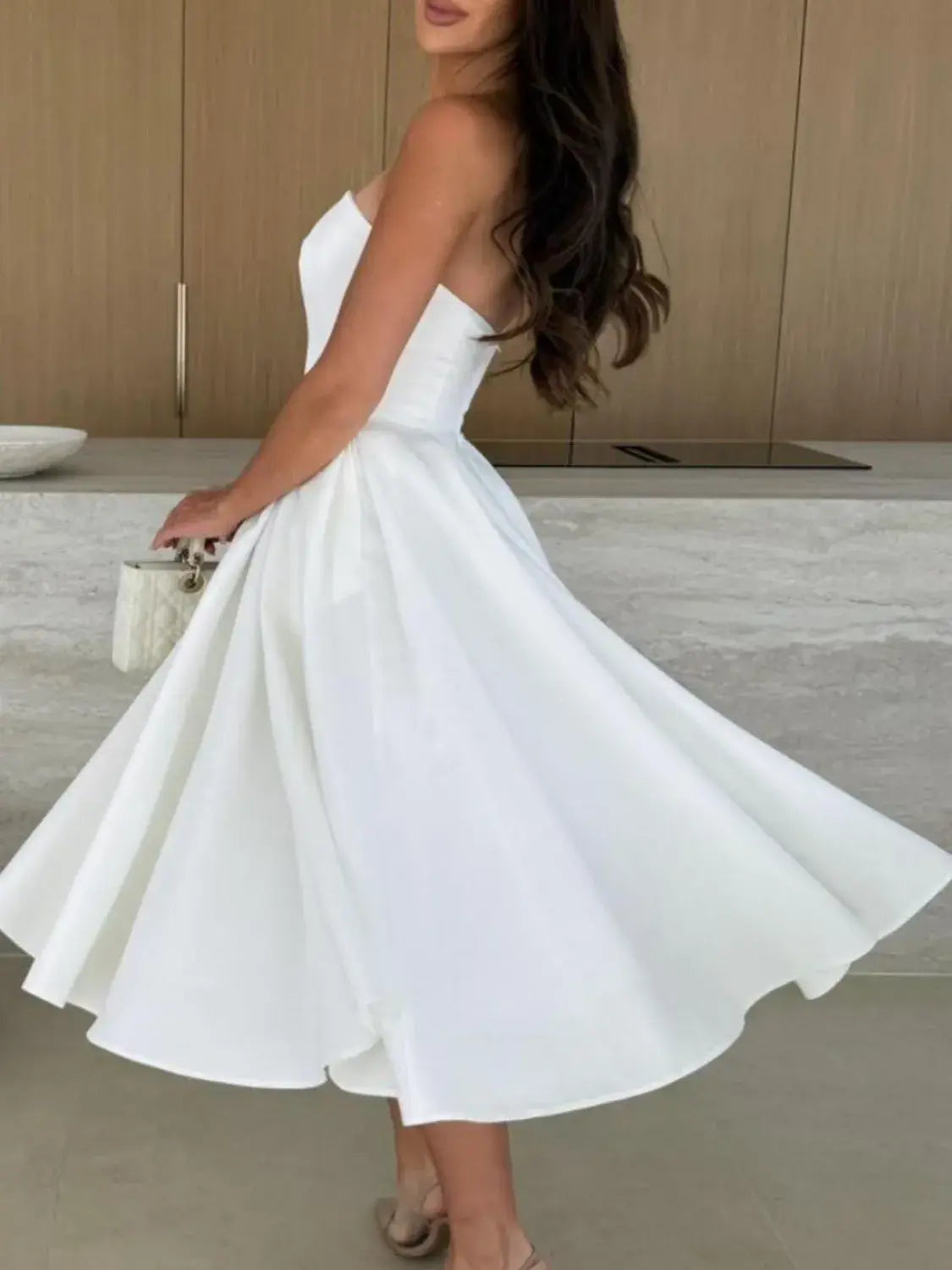 Solid Color Tube Dress Midi for Chic and Stylish Looks
