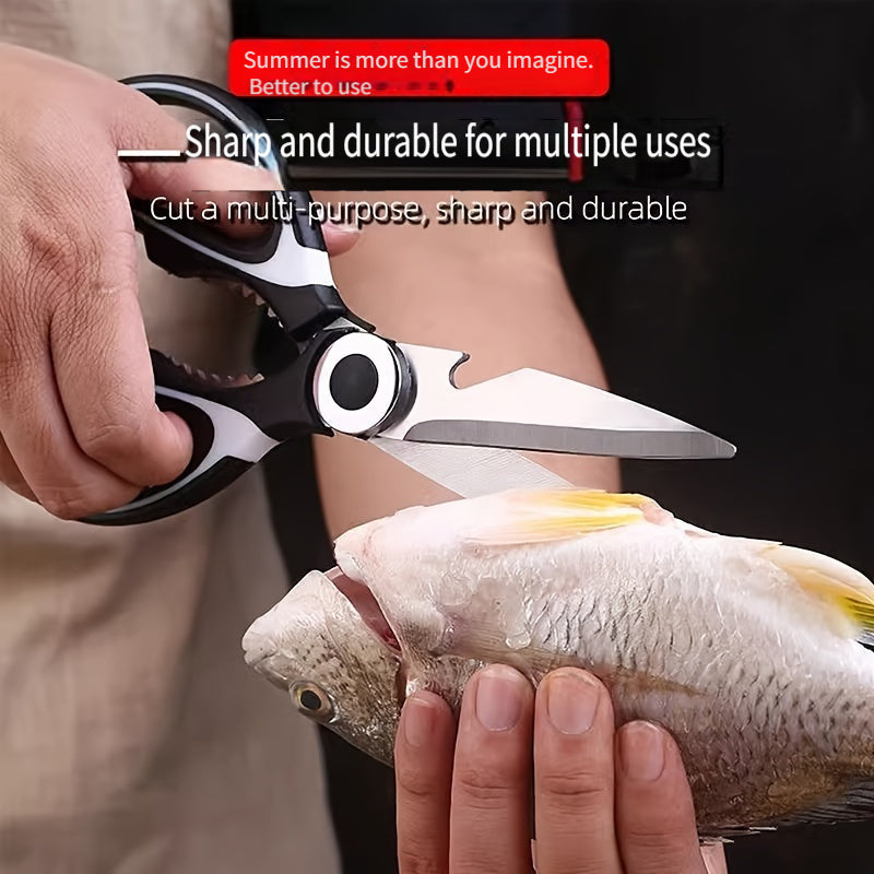Multifunctional Stainless Steel Kitchen Scissors with Nut Bottle