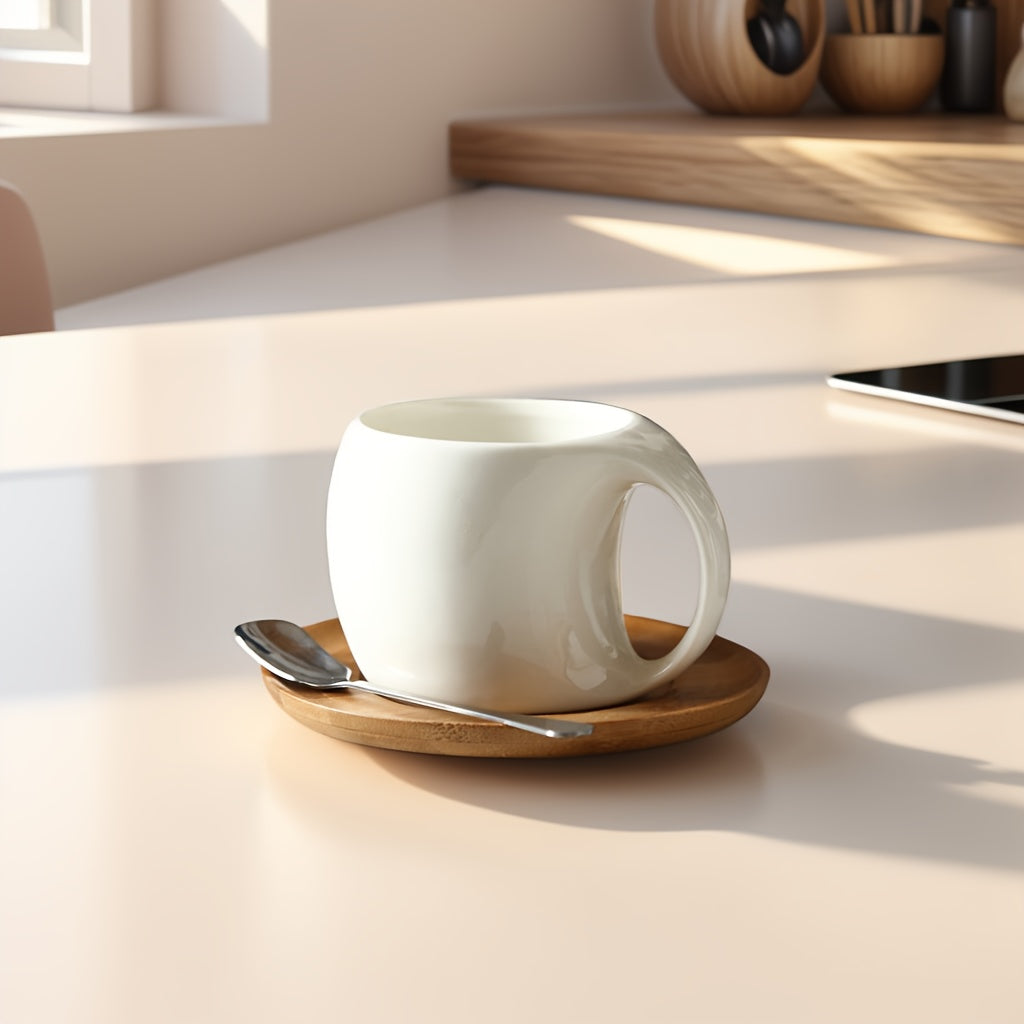 Elegant Ceramic Mug Saucer Set Microwave Safe 7oz123oz