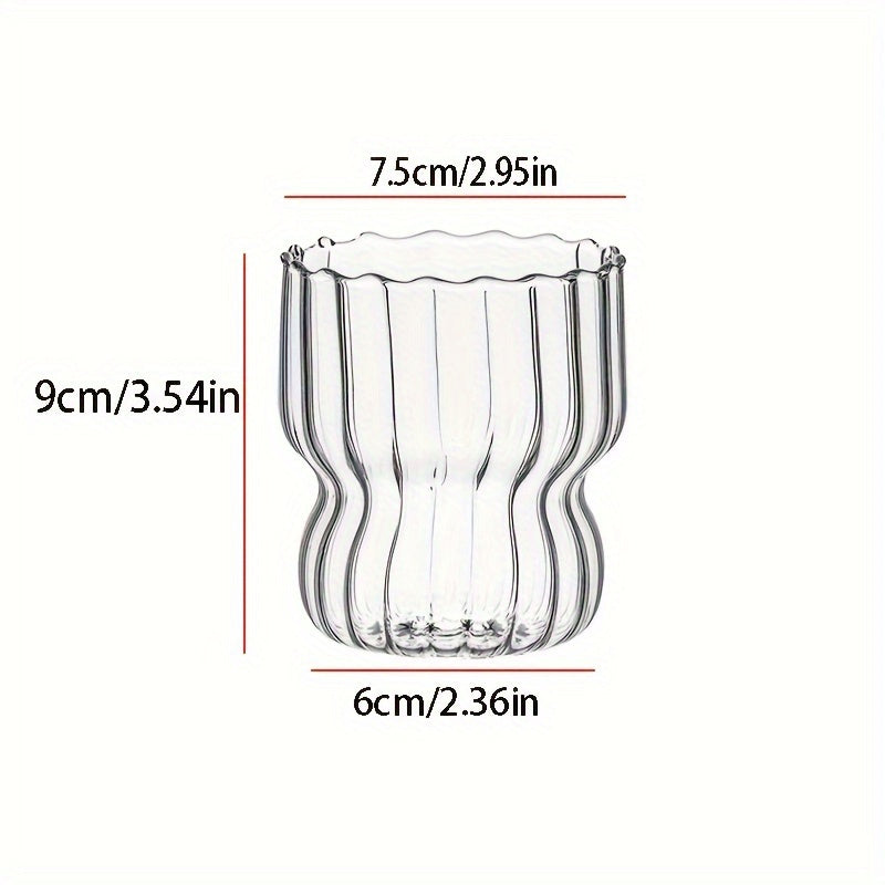 Elegant MultiUse Glass Cup with Vertical Stripes