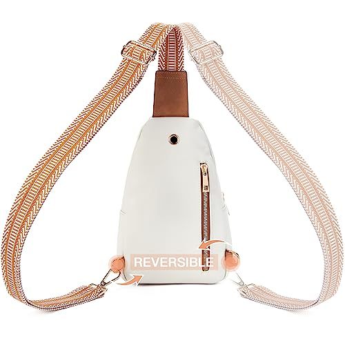 Leather Sling Bag for Women - Crossbody Fanny Pack, Adjustable Strap Chest Bag in Beige Brown