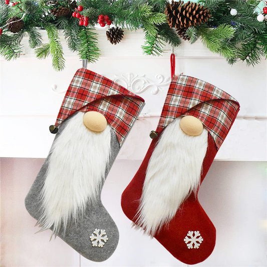 Christmas Stockings Xmas Tree Fireplace Decorative Socks | Happy | Kitchen + Metal