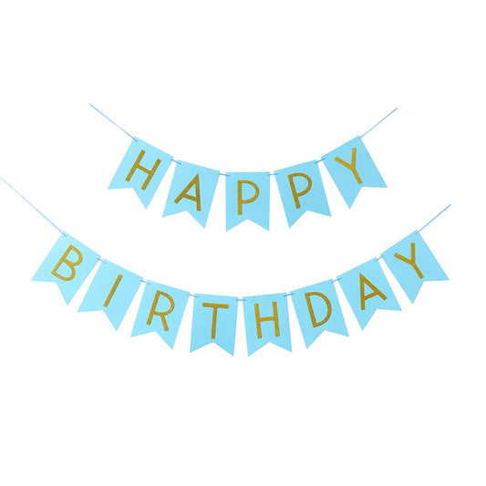 1 Set Wooden Glitter Happy Birthday Bunting Banner