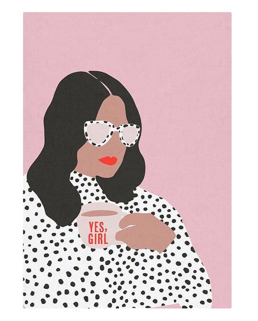 Yes, Girl Large Pink Tea Towel | Extra Large 20" W x 27.5" L | In a