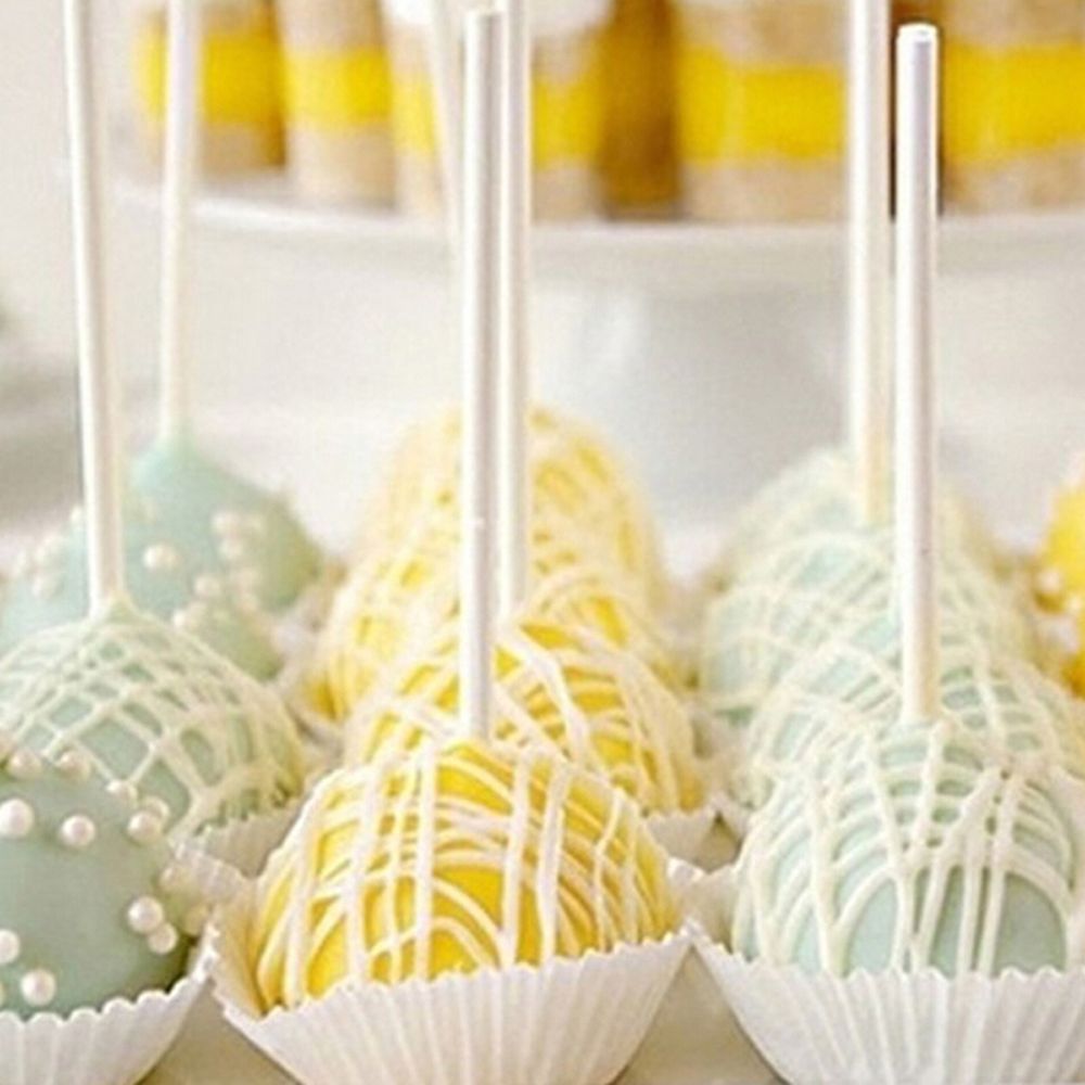 100pcs DIY White Sucker Sticks Chocolate Cake