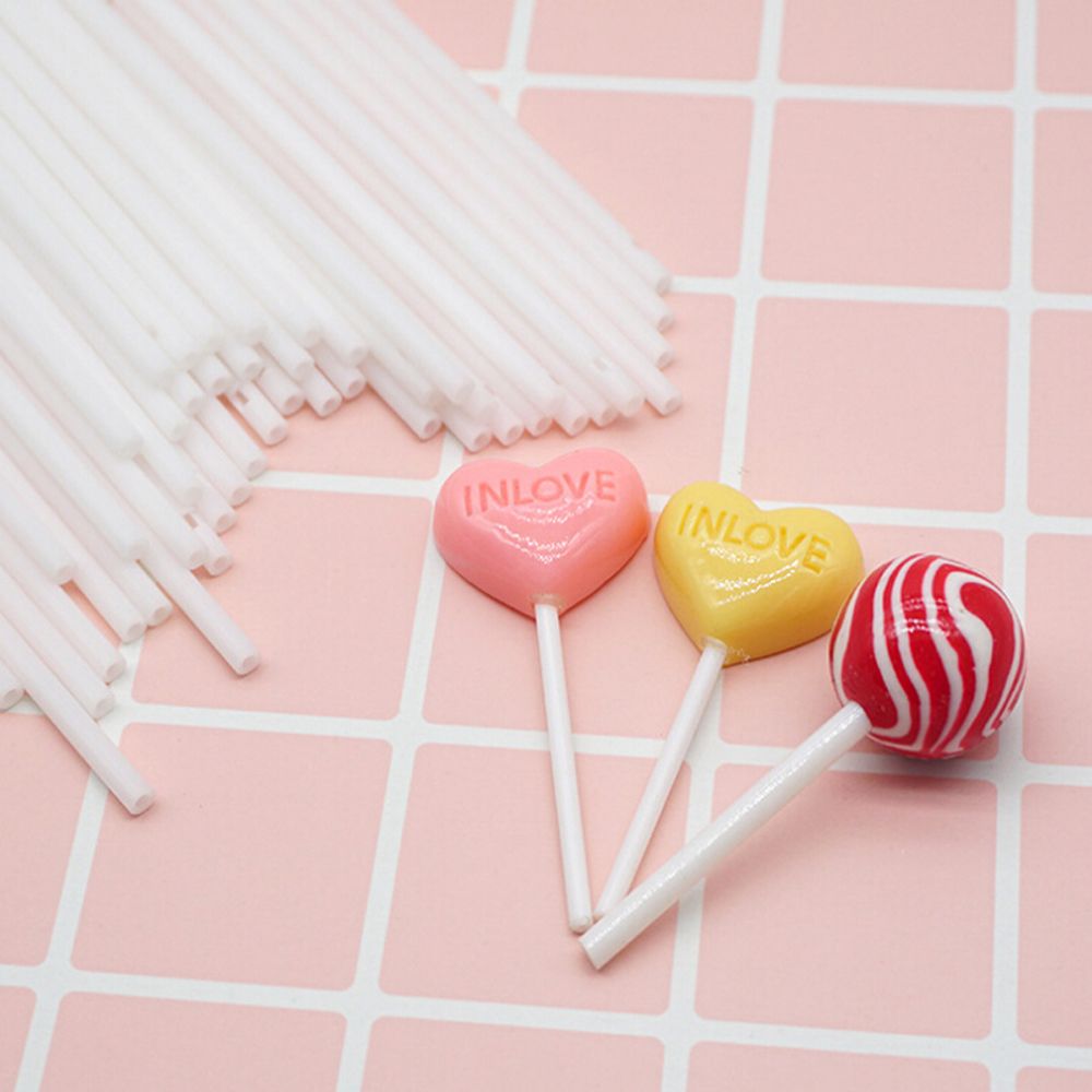 100pcs DIY White Sucker Sticks Chocolate Cake