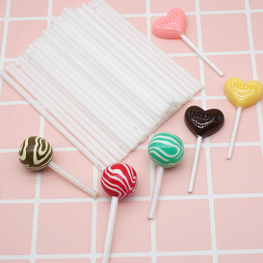 100pcs DIY White Sucker Sticks Chocolate Cake