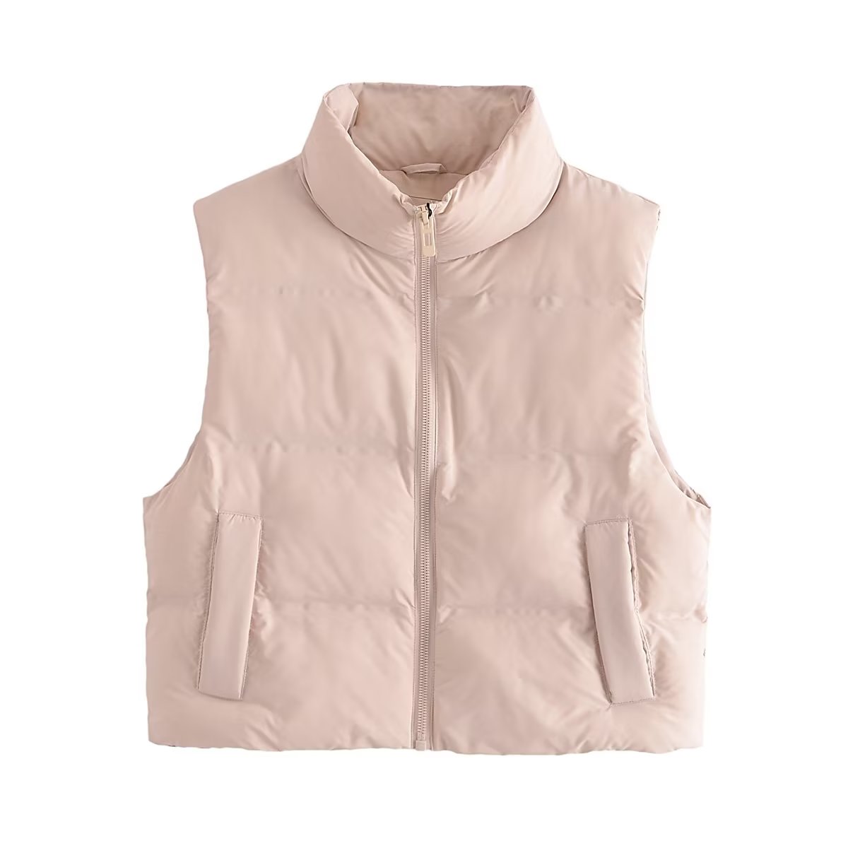 Beige vest with a zipper on a white background