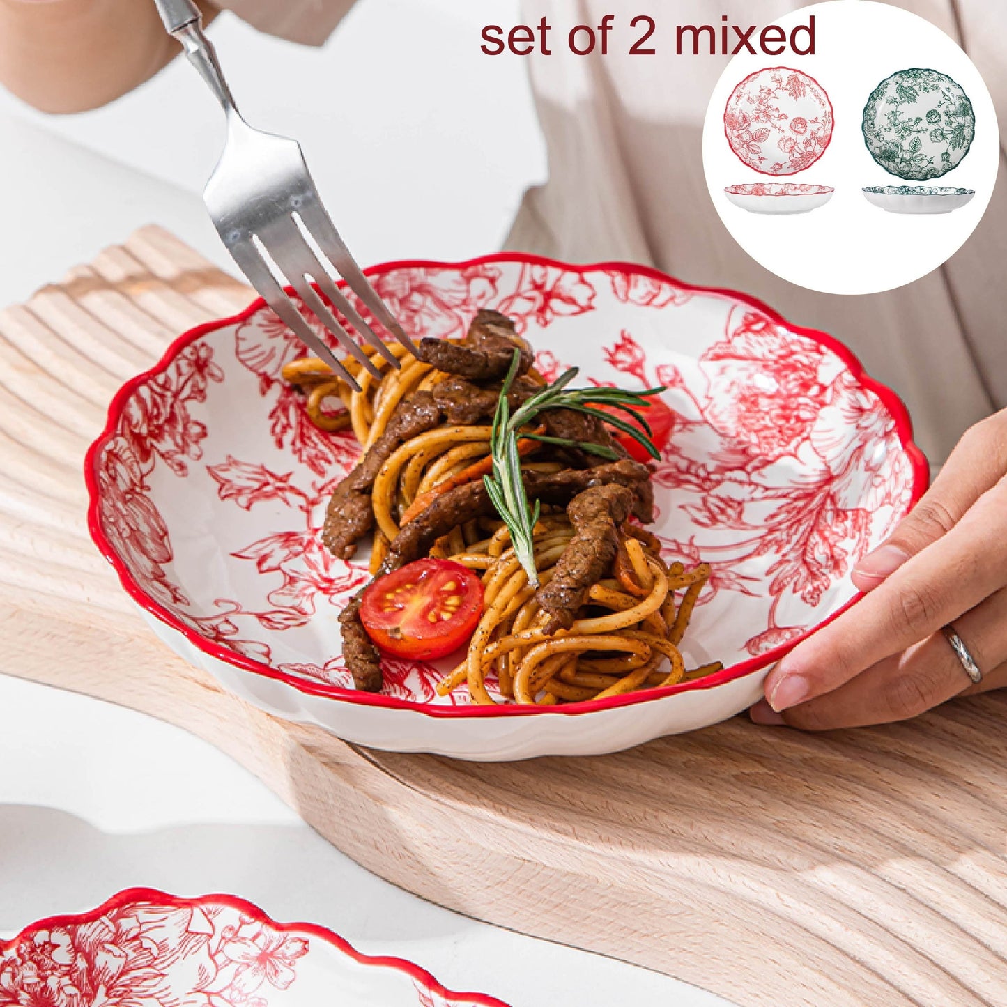 Elegant Rose Floral Salad Plates Set Ideal Gift
