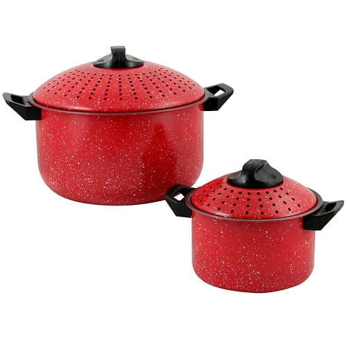 Gibson Home Casselman 4-Piece Nonstick Pasta Pot Set in Red with