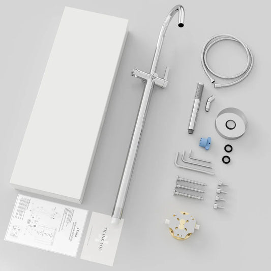 Eviva Modem Single-Handle Freestanding Tub Faucet with Hand Shower – Polished Chrome