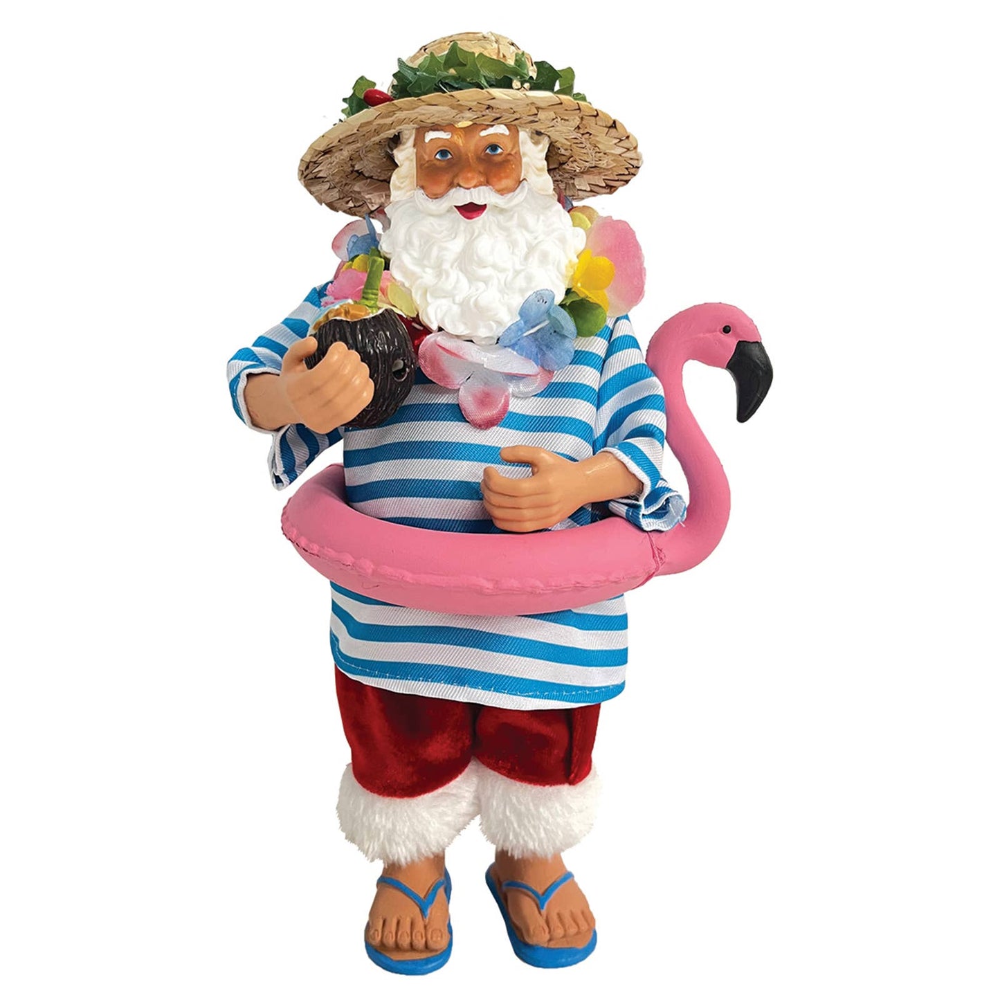 10" Swimming Santa with Flamingo Floatie