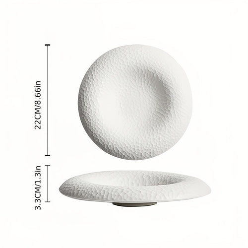 Elegant Black White Ceramic Plate Artistic Straw Hat Design
