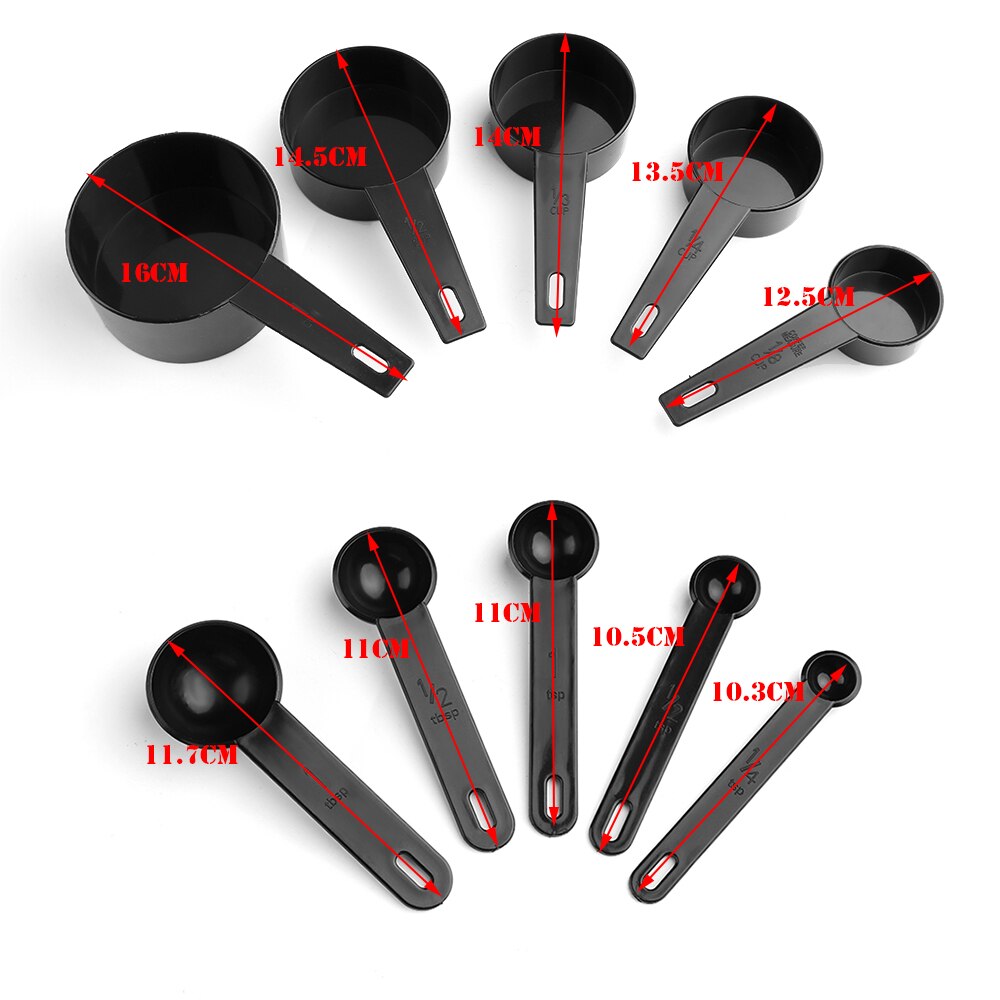 10pcs/SET Black Fashion Measuring Tools Plastic