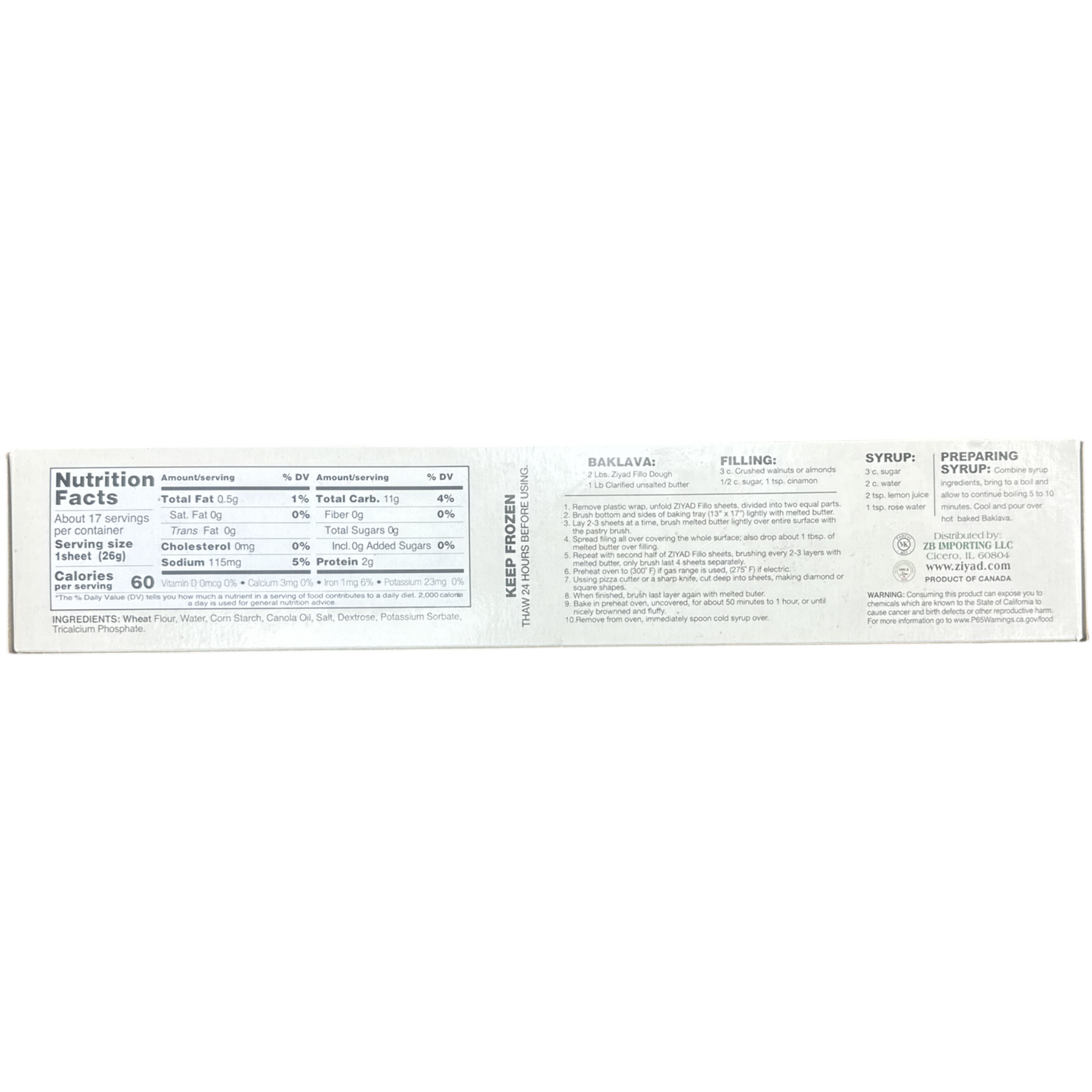 Ziyad Fillo Dough Sheets - Authentic Pastry Wraps for Delicious Middle Eastern Dishes