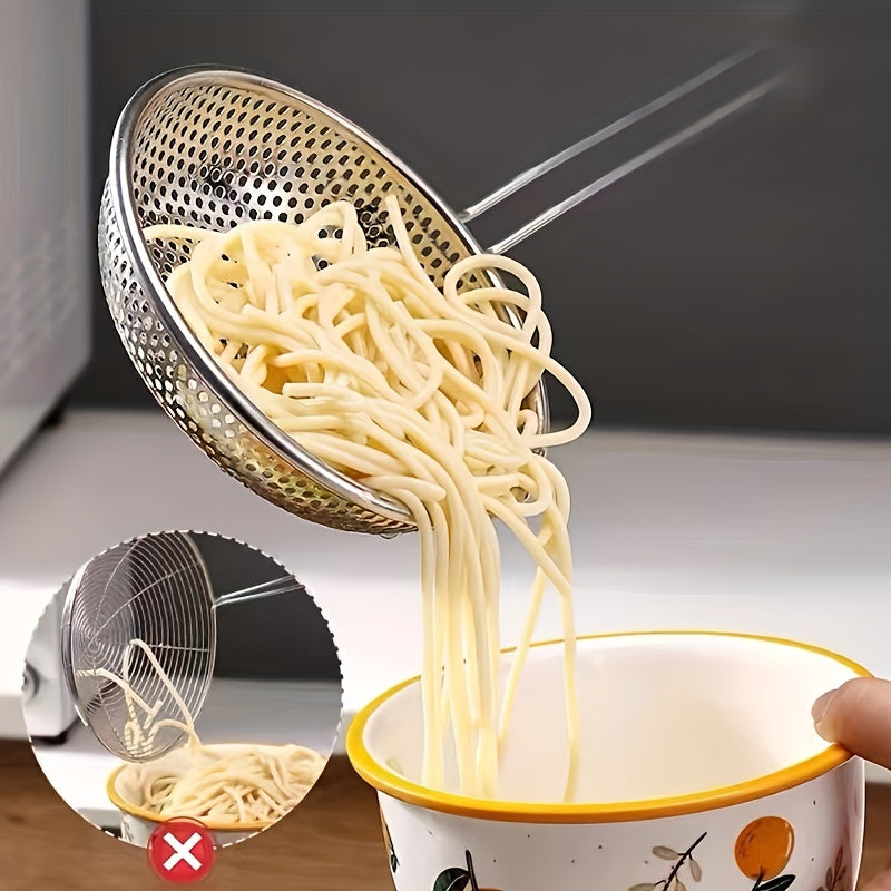 Stainless Steel Colander with Wooden Handle Essential Kitchen Skimmer