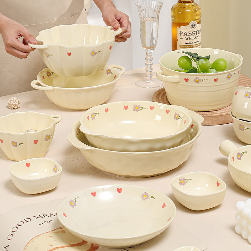 Elegant Purple Vine Ceramic Dish Set Premium Tableware Duo