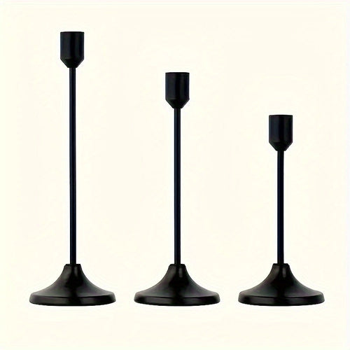 Elegant 3Piece Metal Candle Holders Gold Rose Gold Finish
