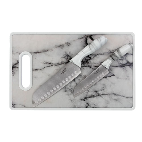 Gibson Home Beaumont 3 Piece Stainless Steel Santoku Knife Set with