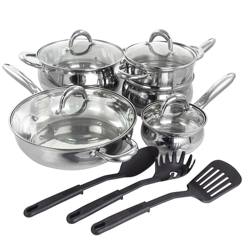 Gibson Home Ancona 12 Piece Stainless Steel Belly Shaped Cookware Set