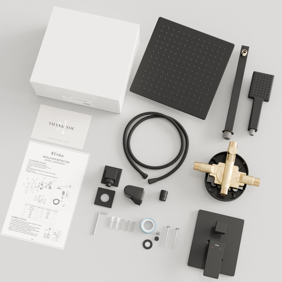 Eviva Edge Shower System with Slide Bar Hand-Shower and Thermostatic Valve