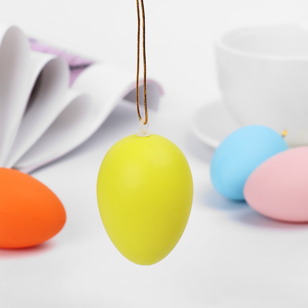 12pcs Mixed Color Plastic Hanging Easter Egg