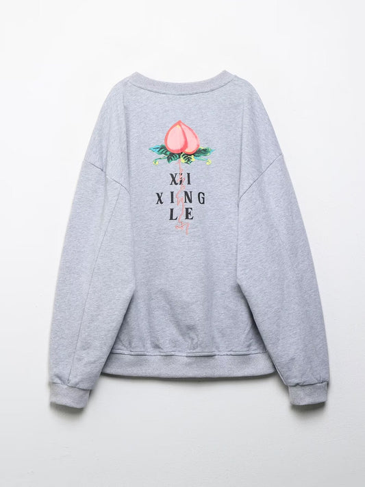 Women Clothing Autumn Embroidered Prickly Pear Printed Sweater