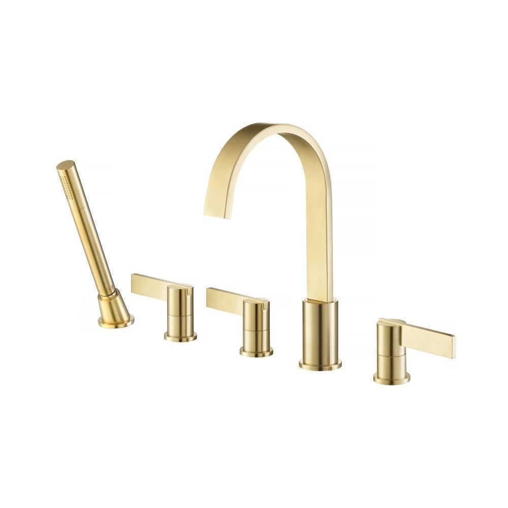 Flusso 145.2420 Five Hole Deck Mounted Roman Tub Faucet With Hand Shower