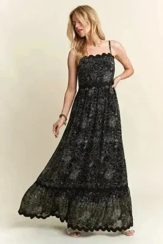 Floral Maxi Cami Dress – Adjustable Straps & Flowy Silhouette