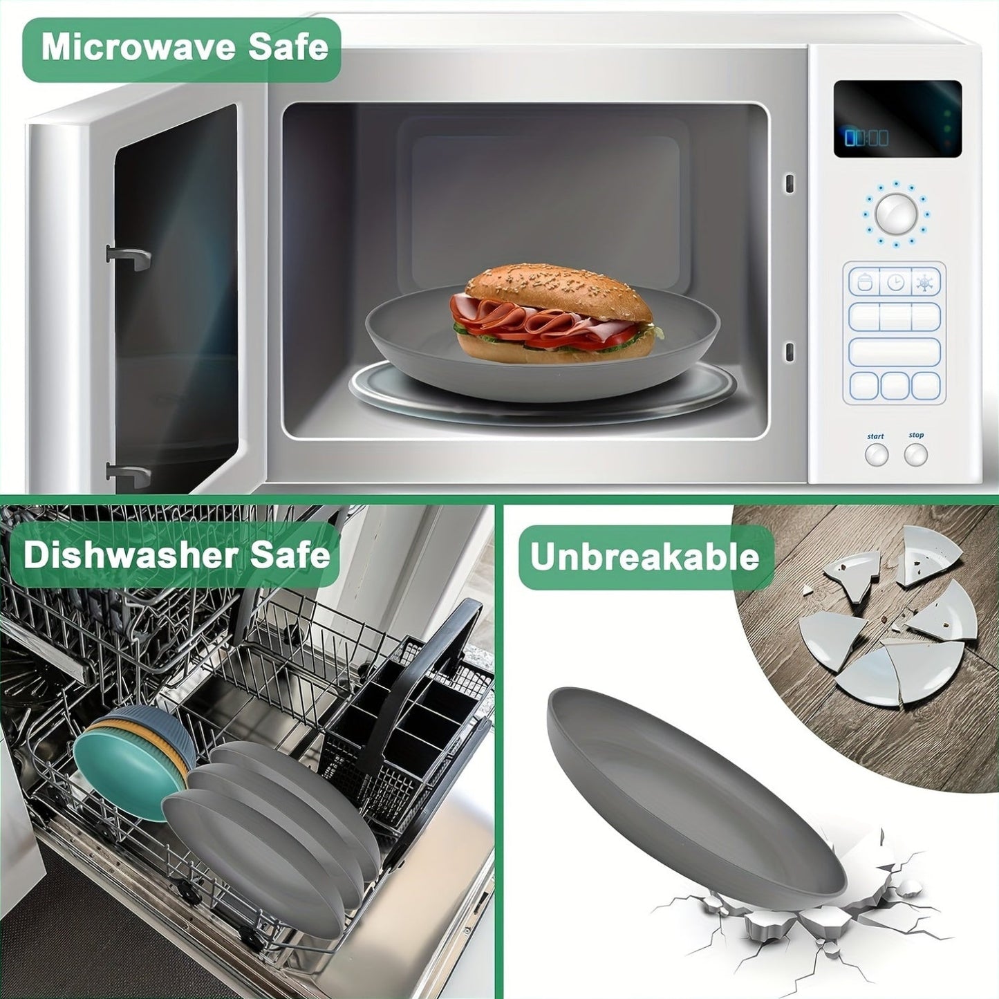 16Piece Wheat Straw Dinnerware Set MicrowaveSafe Lightweight