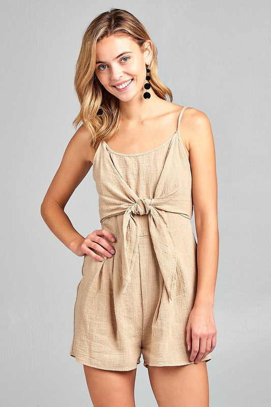 Women's Front Tie Tank Romper with Open back | Apparel | Kitchen + Metal