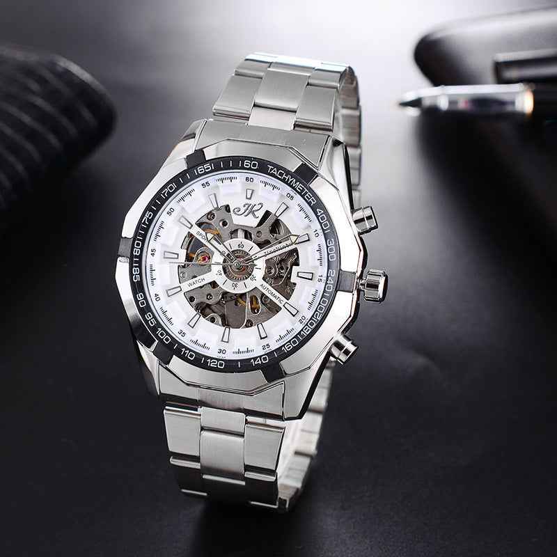 Men's Mechanical Fashion Watch Steel Band High-end Hollow Design