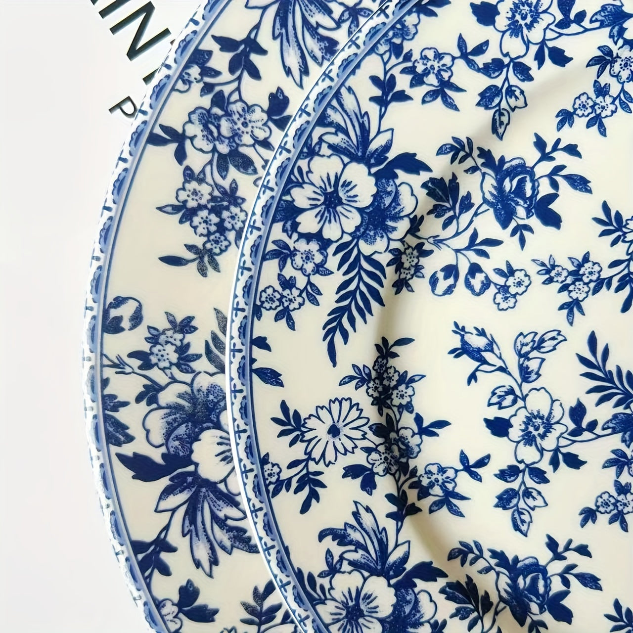 Nordic Blue White Porcelain Dessert Plates Set