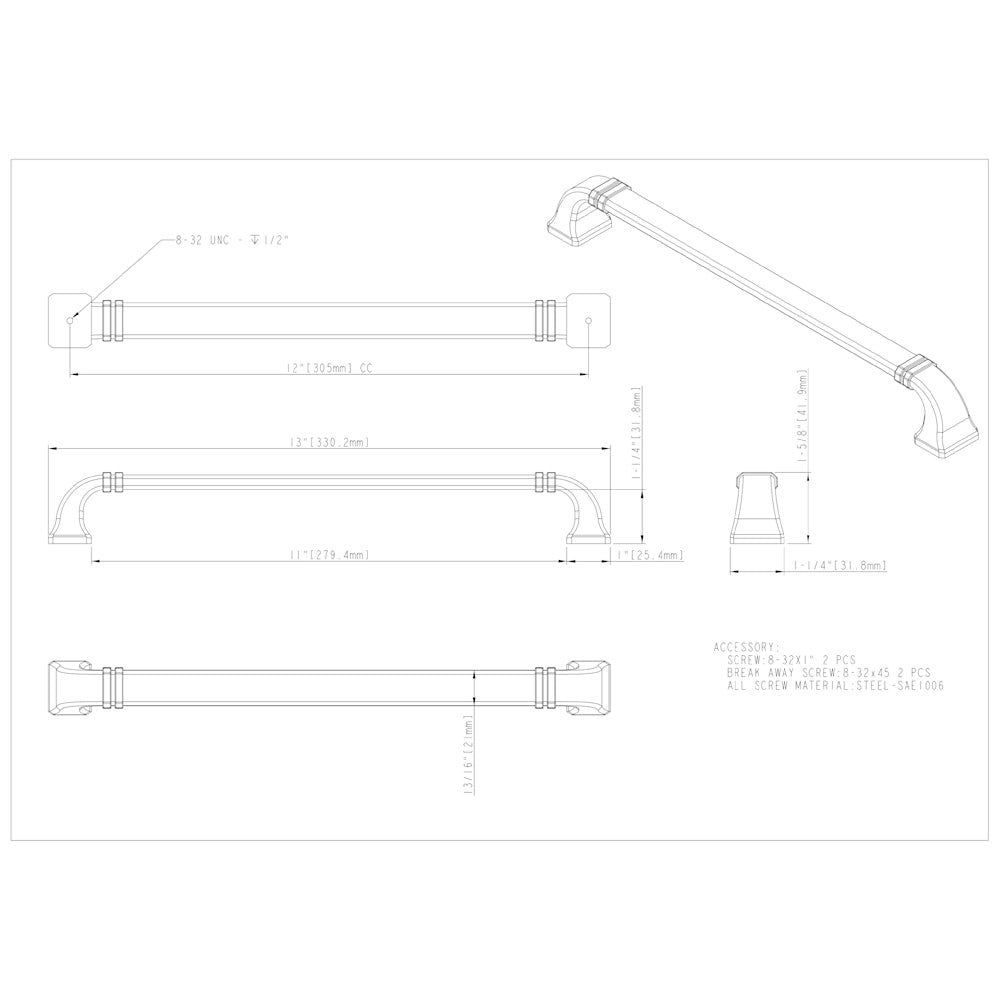 96 mm Center-to-Center Satin Nickel Ella Cabinet Pull