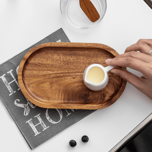 Elegant MultiPurpose Wooden Tray for Serving Snacks | Kitchen + Metal