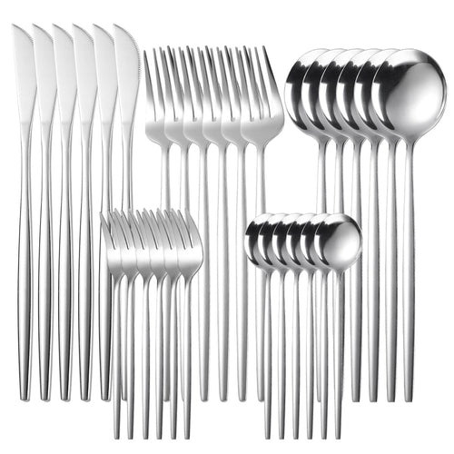 30pc Stainless Steel Cutlery Set Knives Forks Spoons